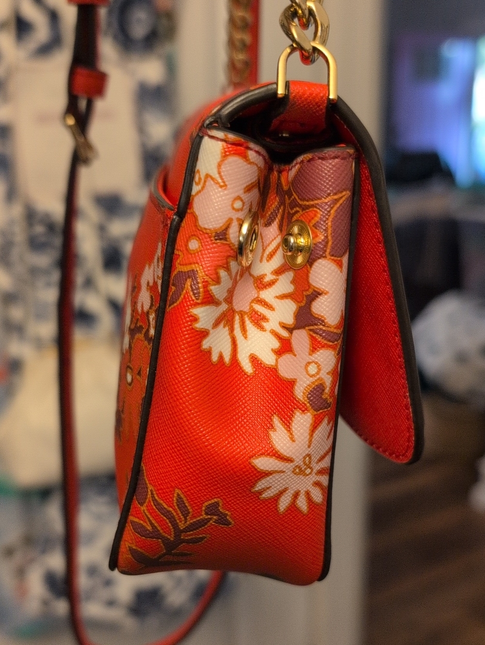 Michael Kors Tina Floral Saffiano Leather Mini Crossbody Bag - Picture 3 of 10